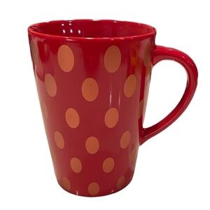STARBUCKS 2005 16 oz Red with Gold Oval Polka Dots Coffee Mug Cup